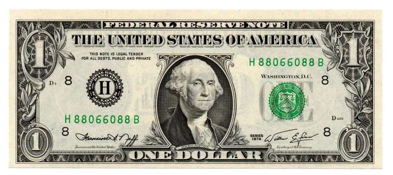1974 United States $1 Radar Serial `88066088`, Misaligned cut (offcentre)