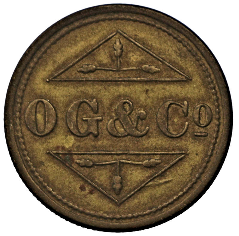 Unissued O.G. & Co (Osborne, Garret & Co) Barber Check Token 2/6 Shillings