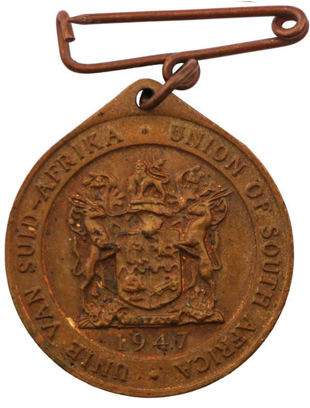 1947 Royal Visit of King George VI and Queen Elizabeth Bronze medallion with lug