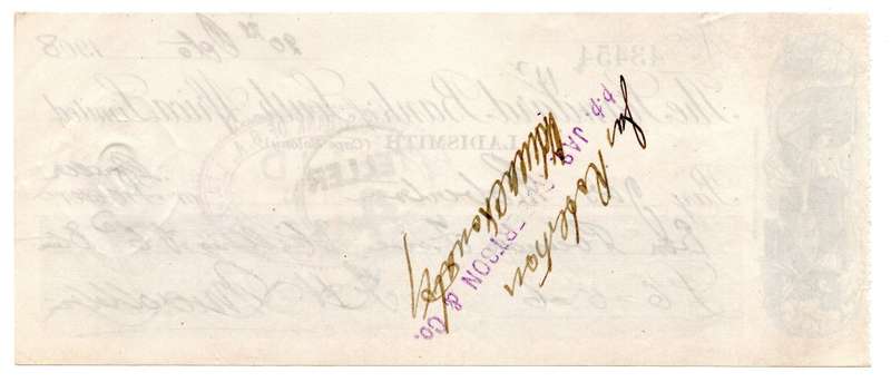1908 The Standard Bank of South Africa Limited Ladismith (Cape Colony) Cheque, 6 Pounds 5 Shilling 6