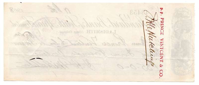 1908 The Standard Bank of South Africa Limited Ladismith (Cape Colony) Cheque, 35 Pounds