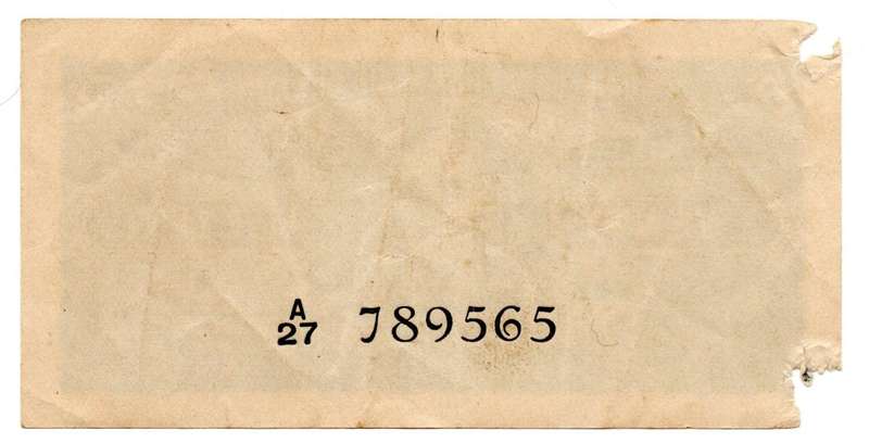 Filler 1942 Ceylon 25 Cents Pick#44a (left corners torn)