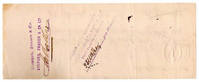 1911 African Banking Corporation Limited Cheque Oudtshoorn, 74 Pounds 14 Shillings 10 Pence