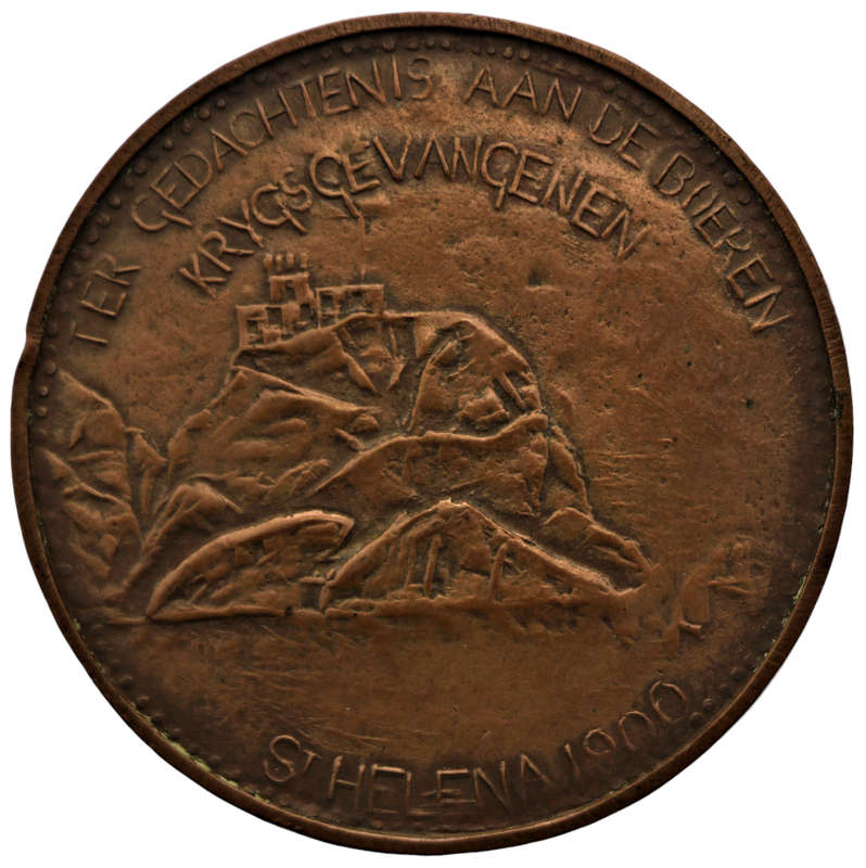 Rare 1900 Boer War Prisoner of War Island St Helena `Cardboard` (Bronze) Medal, Smooth COA