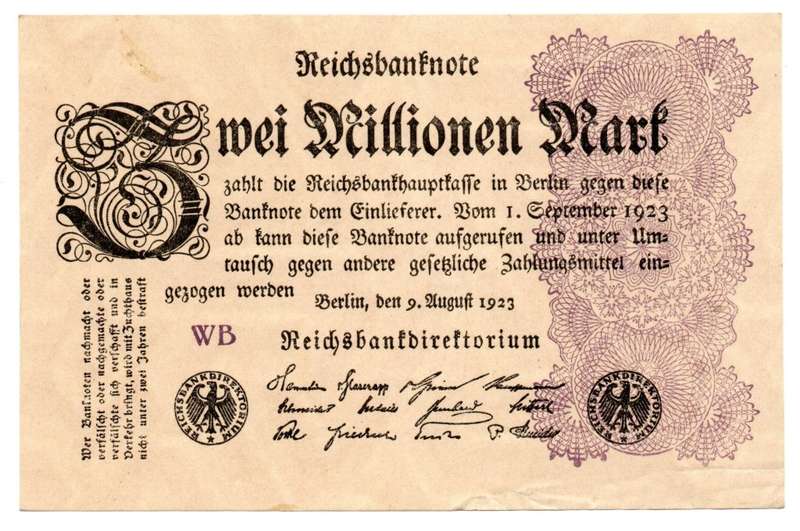 1923 German 2 Million Mark Pick#104d