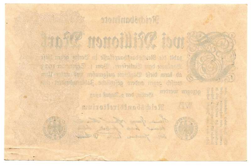1923 German 2 Million Mark Pick#104d