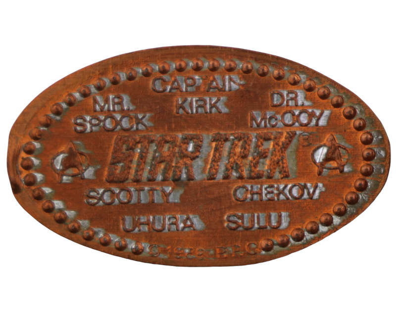 1989 Rare Star Trek Pressed Penny, Spock,Kirk, McCoy, Scotty, Chekov, Uhura, and Sulu