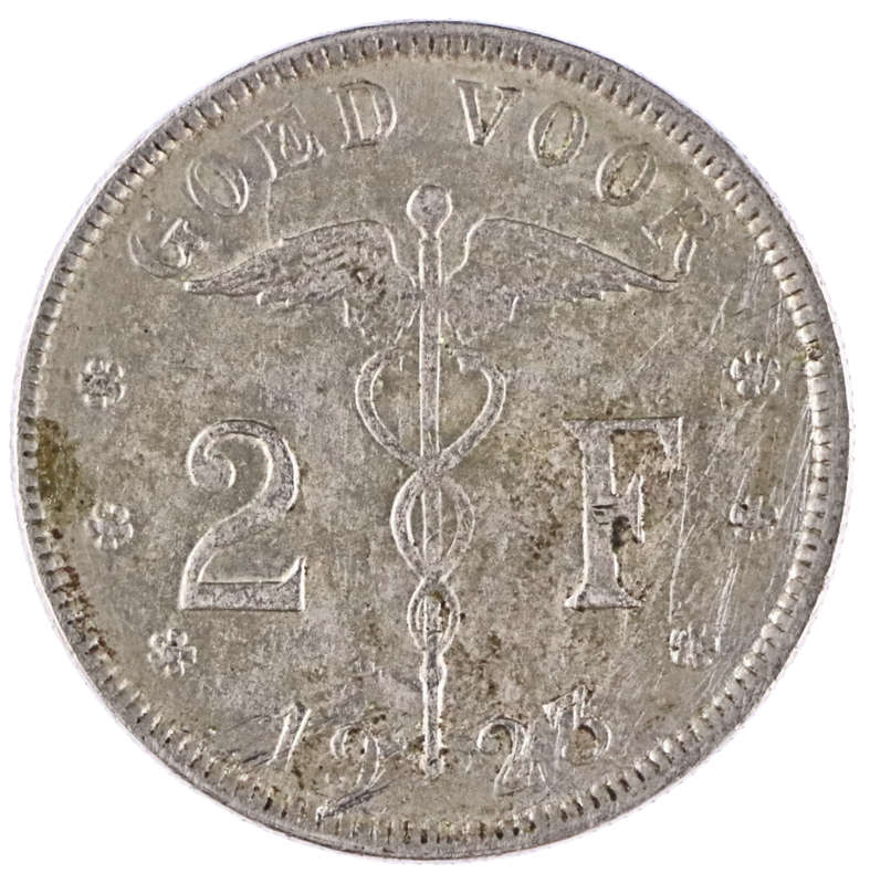 1923 Belgium 2 Francs, KM#91