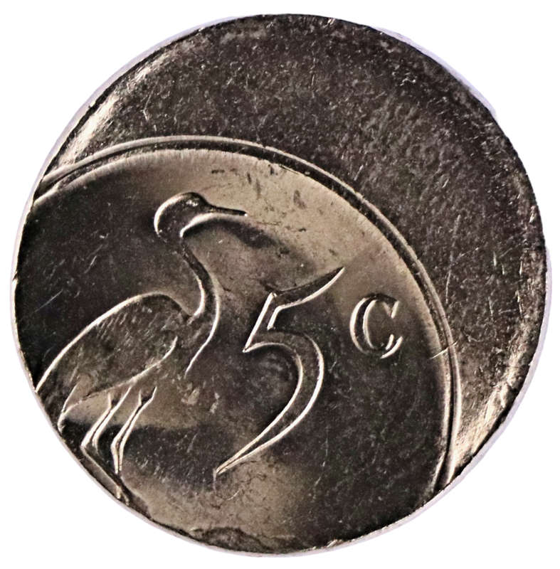 Error ND South Africa 2nd Decimal Five Cents Off Centre Strike