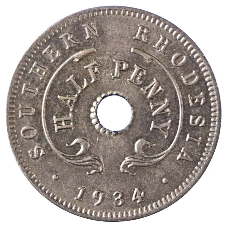 1934 Southern Rhodesia 1/2 Penny, KM#6