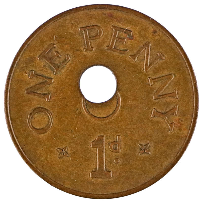 Error 1966 Zambia One Penny Off Centre Hole punch