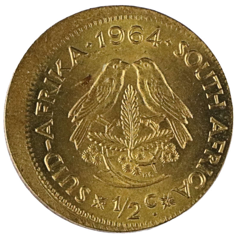 Error 1964 South Africa 1/2 Cent off-centre strike