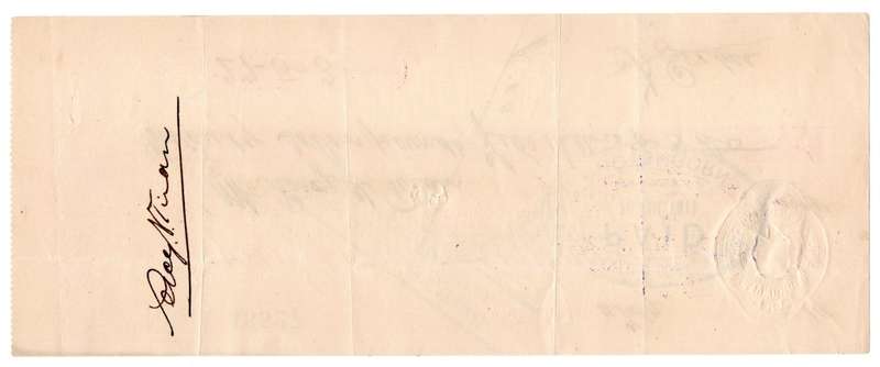 1911 African Banking Corporation Limited Cheque Oudtshoorn, 27 Pounds 5 Shillings 3 Pence