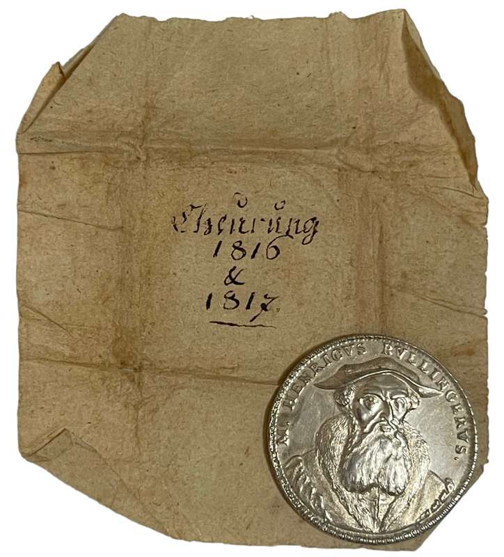1719 German, Zurich, `200 years of Reformation in Zurich` Bust of Huldrich Zwingli to the left // Br