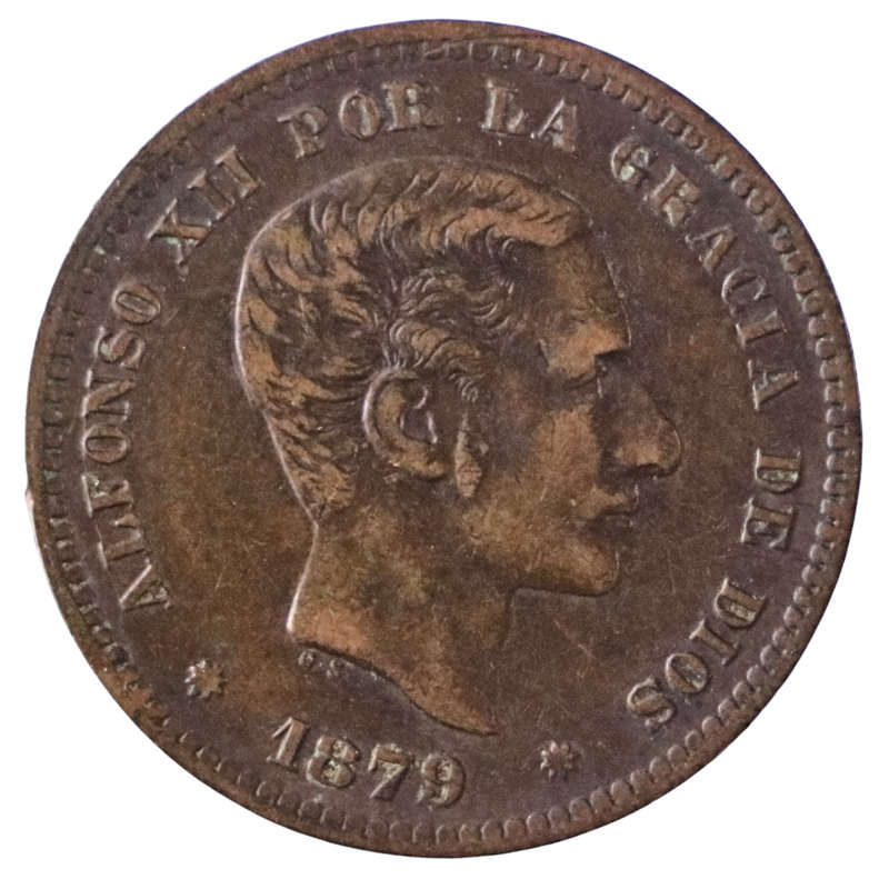 1879 Spain 5 Centimos, 8-pointed star  Barcelona Mint, KM#674