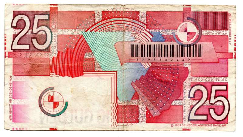 1999 Netherlands 25 Gulden Pick#100