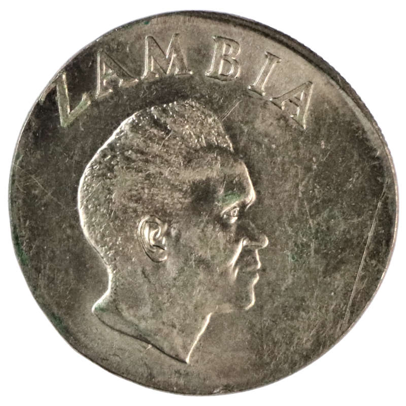 Error 1970`s Zambia 10 Ngwee Struck on 5 Ngwee