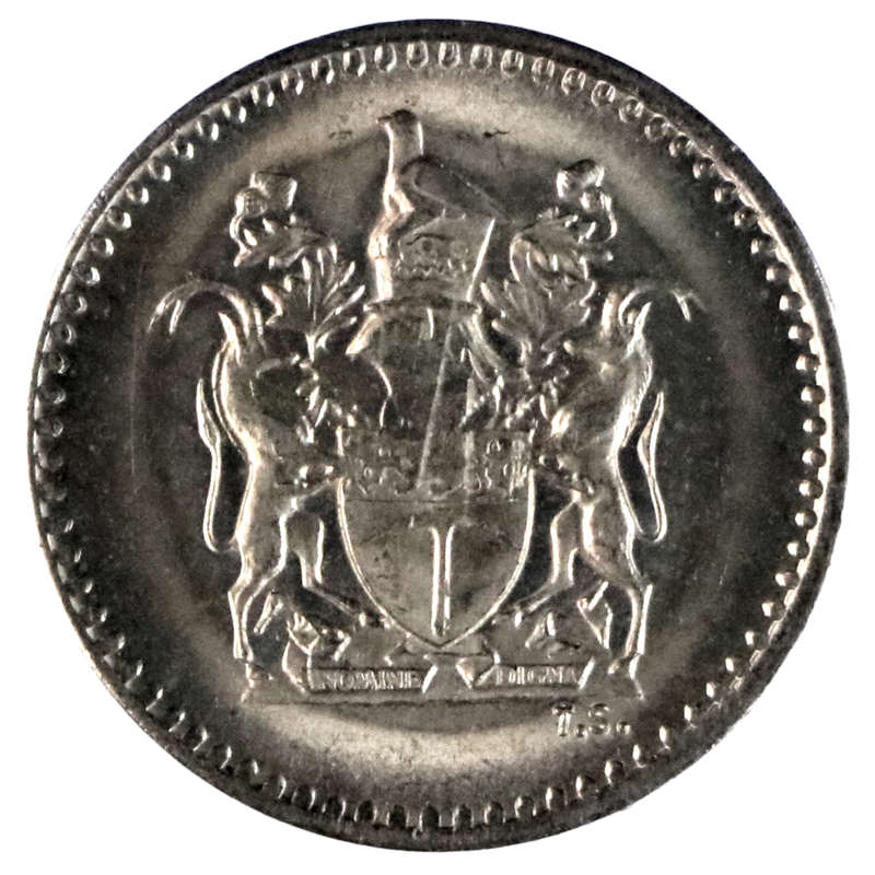Error 1970 Rhodesia 2 1/2 Cent KM#11 Progressive Indirect Design Transfer (Also known as Ghosting, p