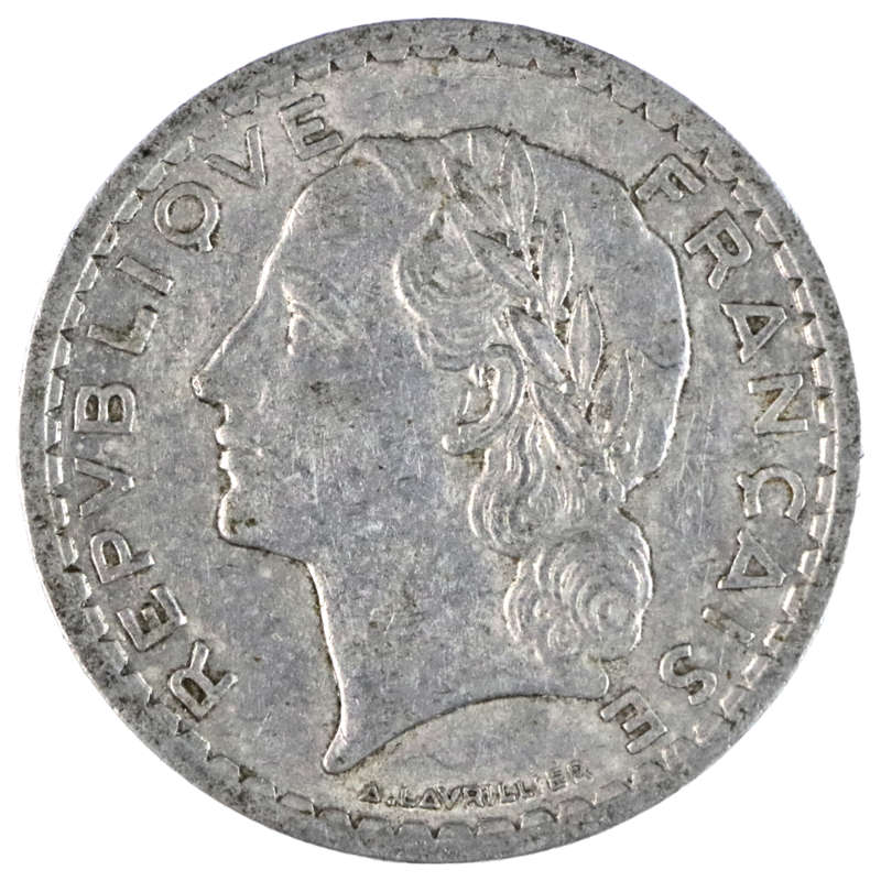 1949 France Fourth Republic Aluminium 5 Francs KM#888b