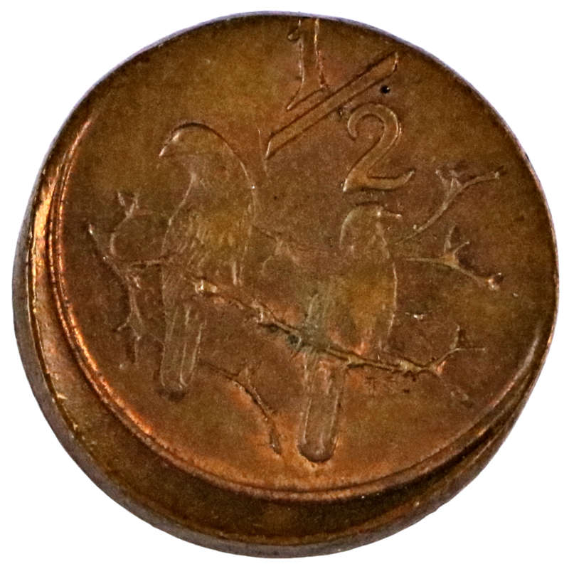 Error 1970 South Africa 1/2 Cent off centre Strike