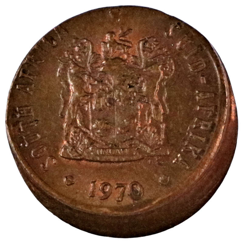 Error 1970 South Africa 1/2 Cent off centre Strike