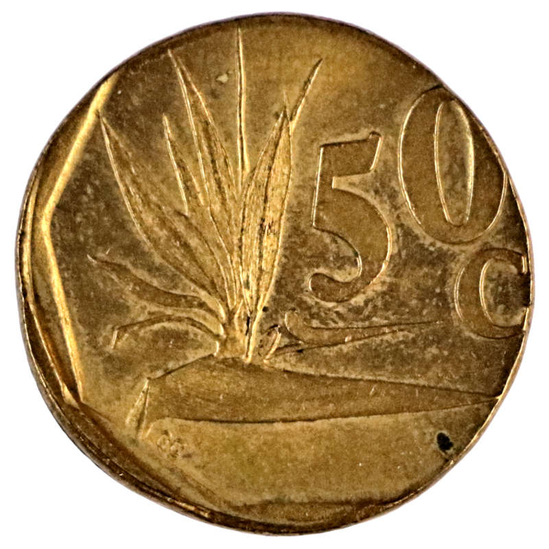 Error 1994 South Africa 50 Cent Struck on 20 Cent Planchet