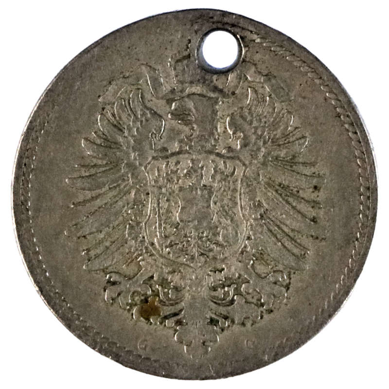 1875-A German Berlin 10 Pfennig KM#4 holed