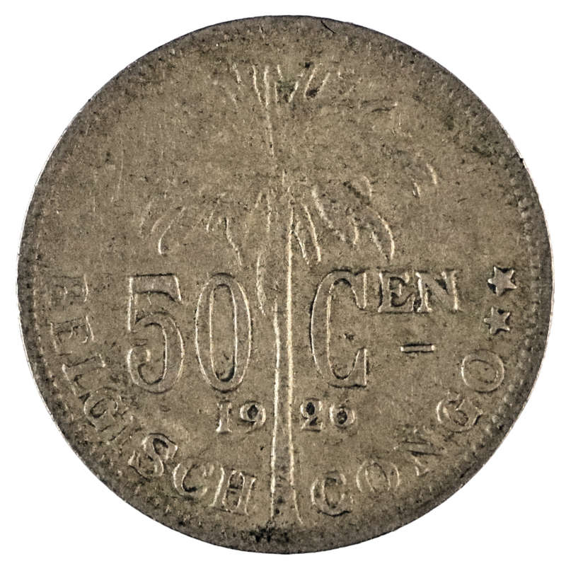 1926 Belgian Congo 50 Centimes (Dutch text) KM#23