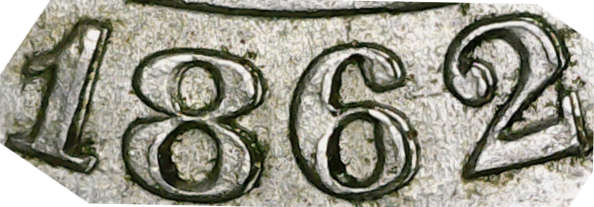 1862 Belgium 10 centimes KM#22 Double struck date