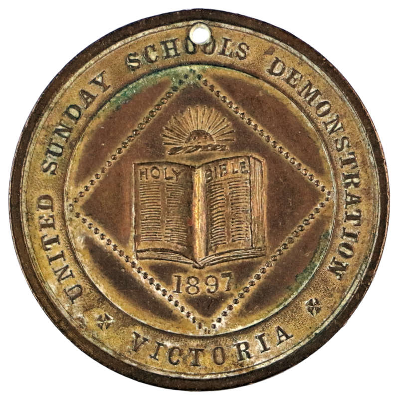 1897 Victoria Diamond Jubilee Queen Victoria, United Sunday Schools Demonstration Medallion