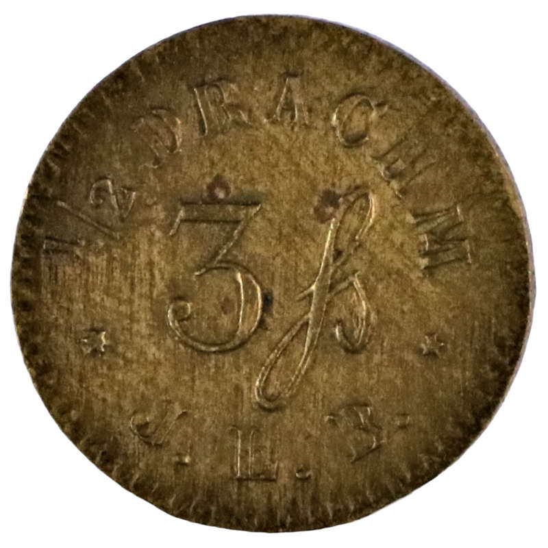 1840`s to 1940`s Apothecary weight for 1/2 Drachm, J. L. B. 3J