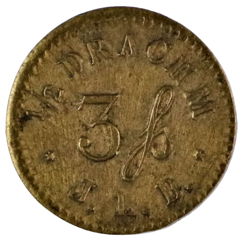 1840`s to 1940`s Apothecary weight for 1/2 Drachm, J. L. B. 3J