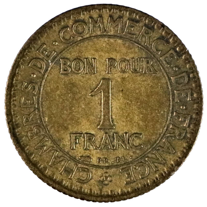 1923 France Third Republic 1 Franc Chambers of Commerce KM#876