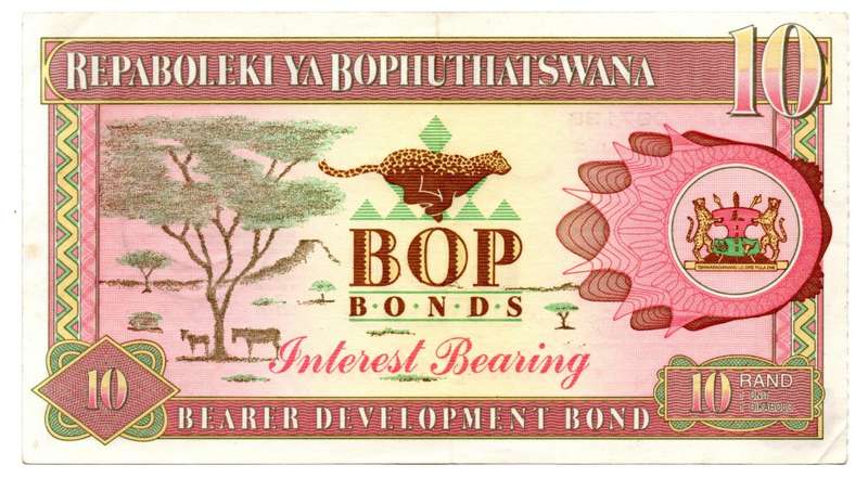 1992 Bophuthatswana Development Bearer R10 Bond Note