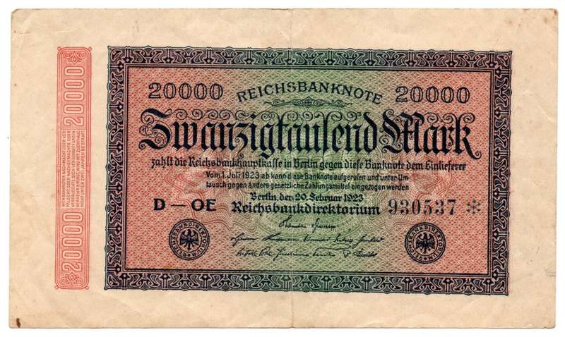 1923 German Berlin Reichsbanknote 20 000 Mark Pick#85a Star Note (Replacement)