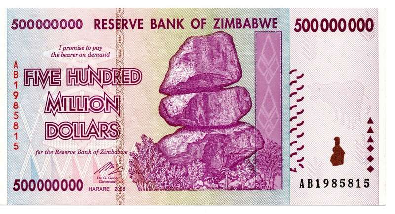 2008 Zimbabwe $500 Millon Pick#82