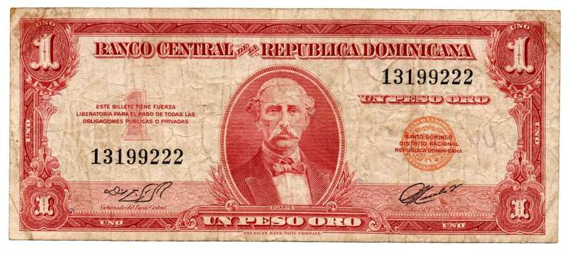 1962 Dominican Republic 1 Peso Oro Pick#91