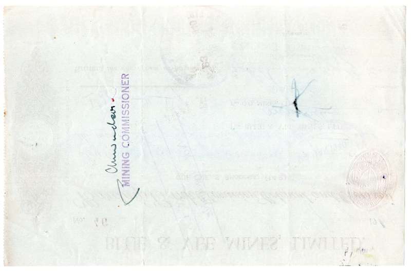1940 Southern Rhodesia, Barclays Bank - Blue & Vee Mines, Limited Cheque issued for £21, 11 Shilling