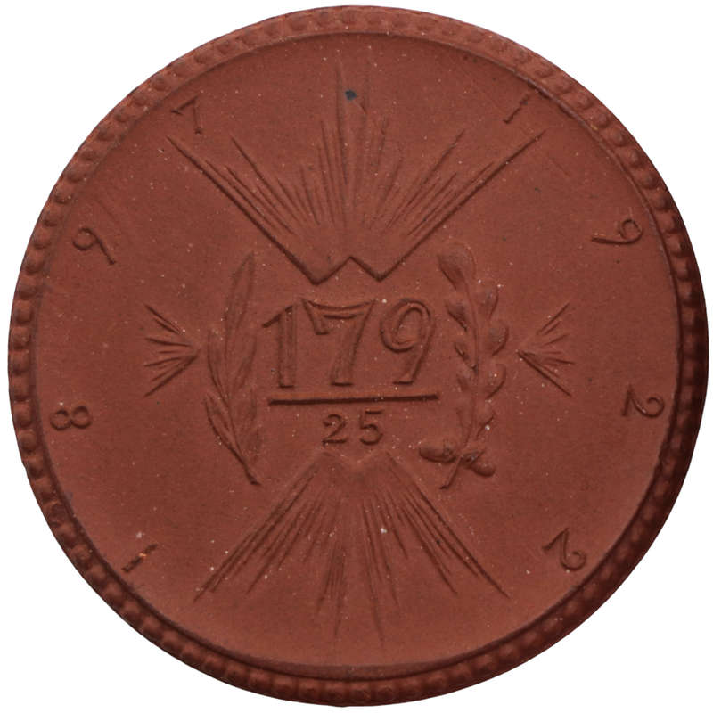 1922 German Porcelain 25 Pfennig Medallion, 41mm, Ehret die Toten