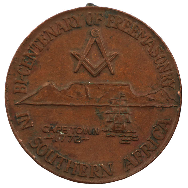 Bi-Centenary of Freemasonry in Southern Africa Medallion, ribbon ring missing