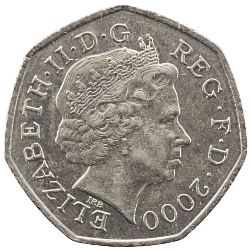 2000 Great Britain 50 Pence 150th anniversary of the Public Library System KM#1004