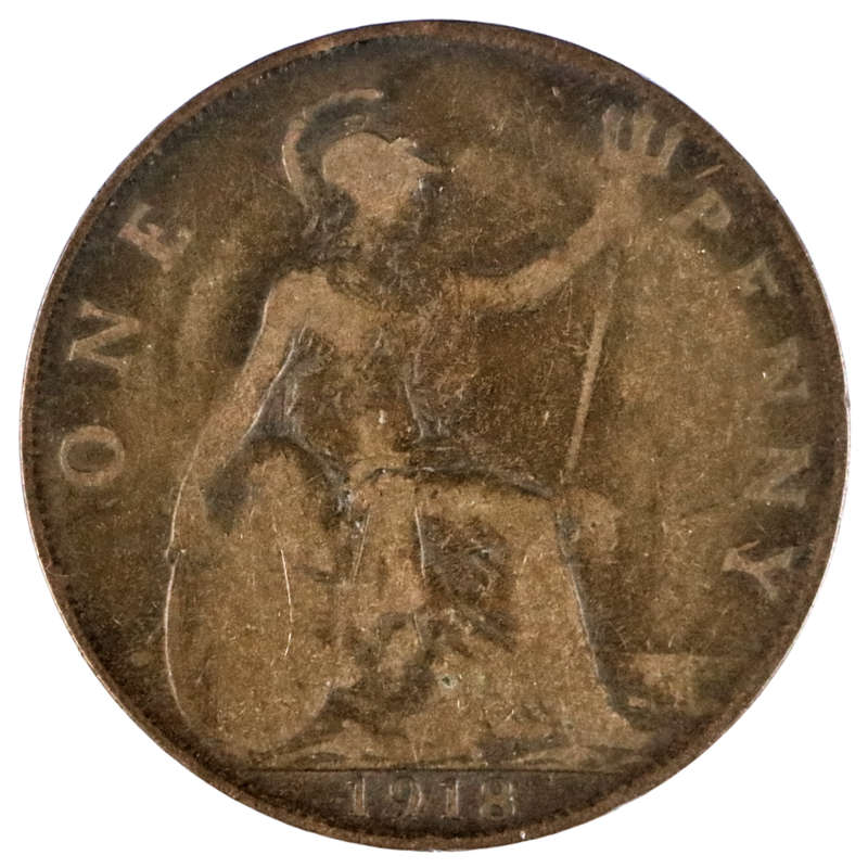 Error 1918 Great Britain 1 Penny KM#810, Die Transfer i.e. Progressive Indirect Design Transfer (Als