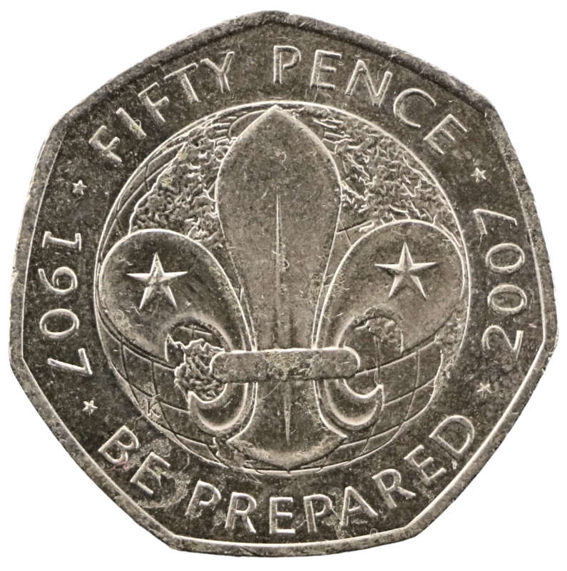 2007 Great Britain 50 Pence Centenary of the founding of the Scouting Movement KM#1073