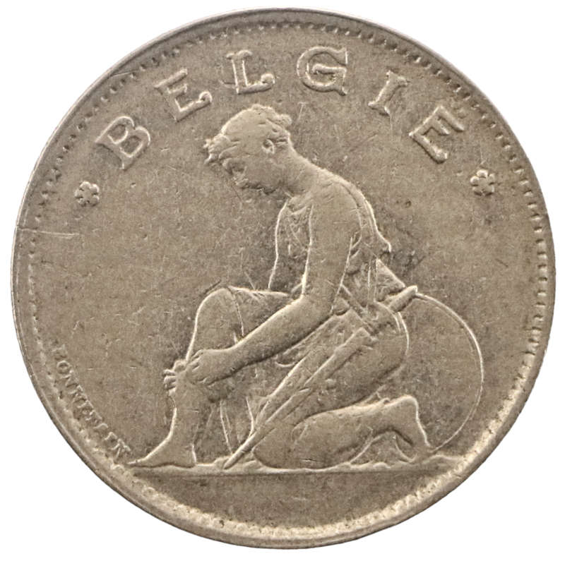 1928 Belgium 1 Franc Dutch text KM#90