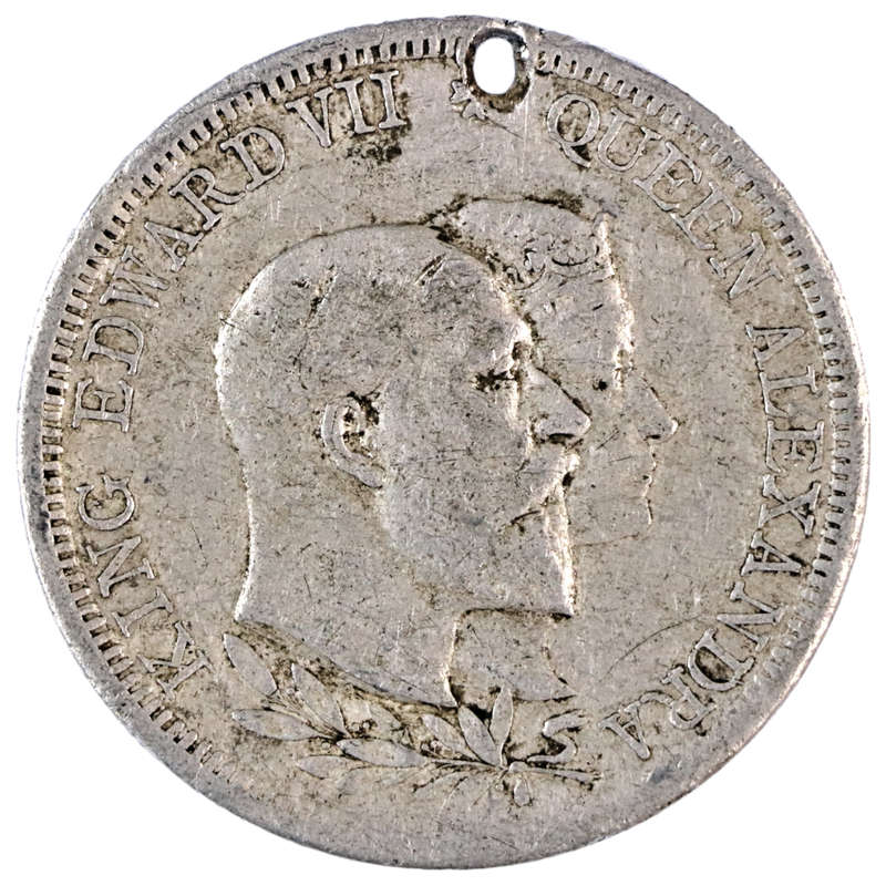 1902 United Kingdom Coronation of King Edward VII and Queen Alexandra, Cradock white metal Medallion