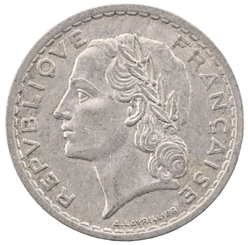 1949 France Aluminum 5 Franc KM#888b