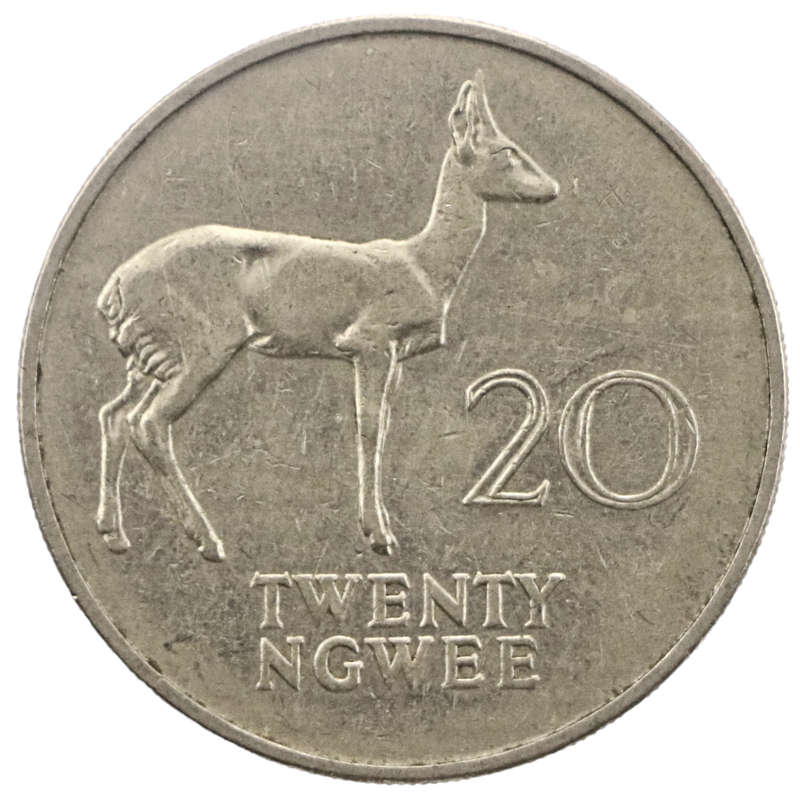 1972 Zambia 20 Ngwee KM#13