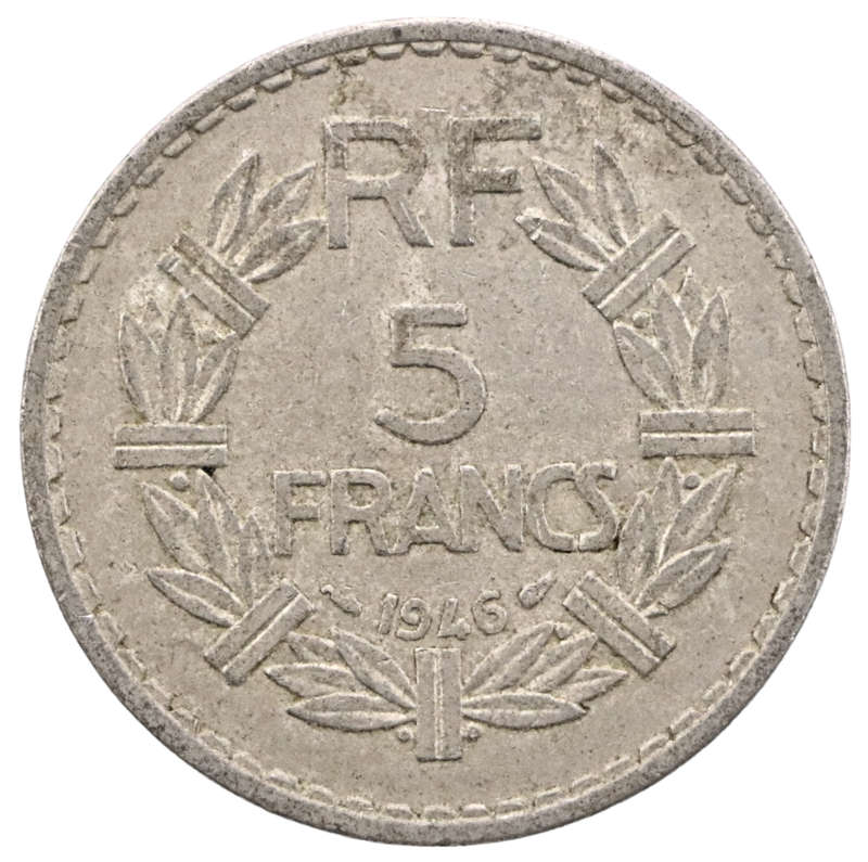 1946 France Aluminum 5 Franc KM#888b