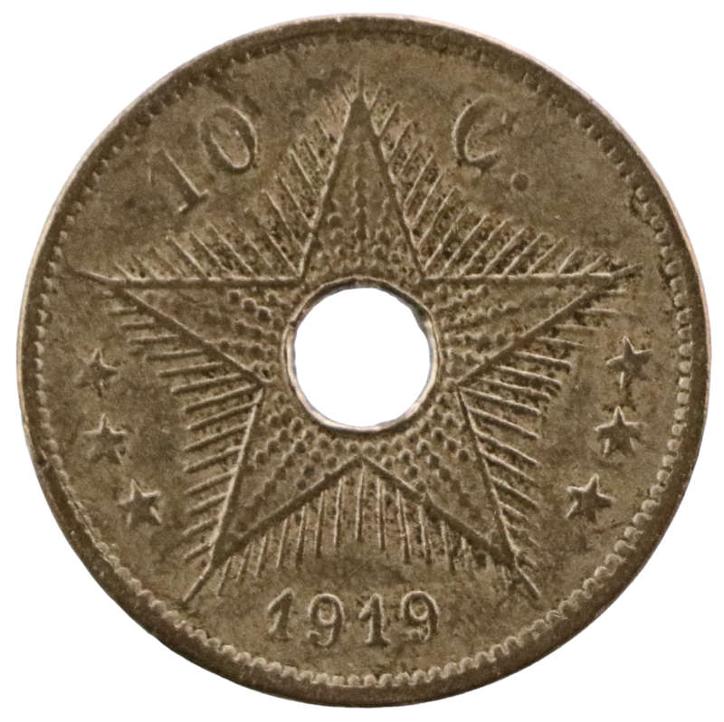 1919 Belgian Congo 10 centimes KM#18