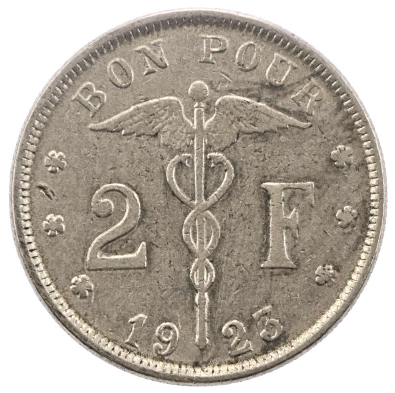1923 Belgium 2 Francs, KM#91
